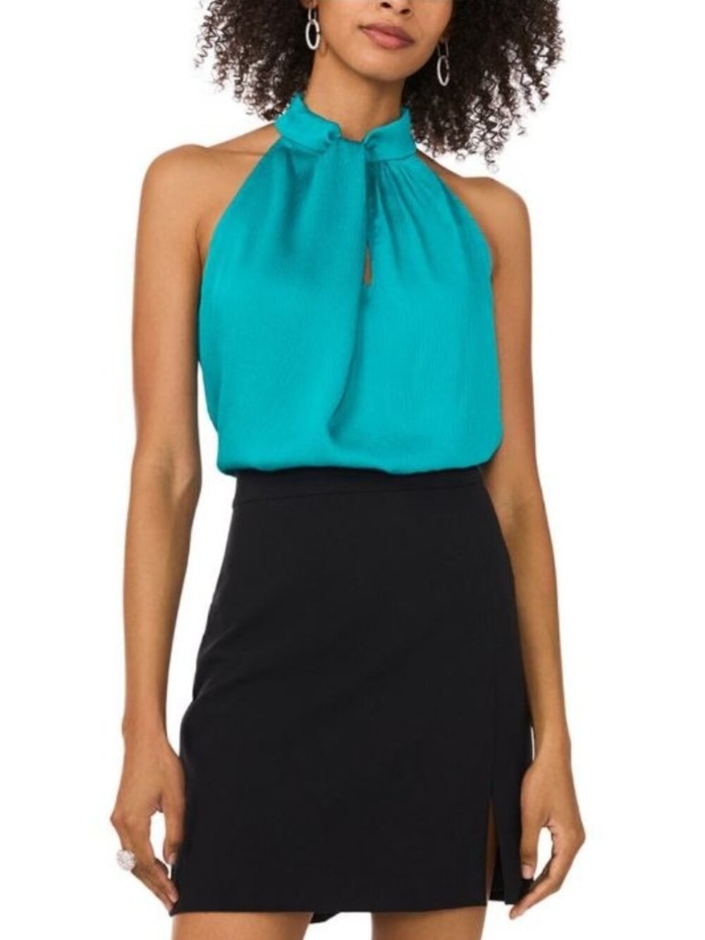 $69 Vince Camuto Women's Plus Size Satin Halter Top Lapis  Size XXL